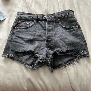 Black faded Levi’s shorts